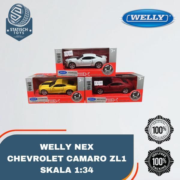 Nex welly Chevrolet Camaro ZL1 Skala 1:34 Welly Door Openable Mainan Diecast Original 100% Baru