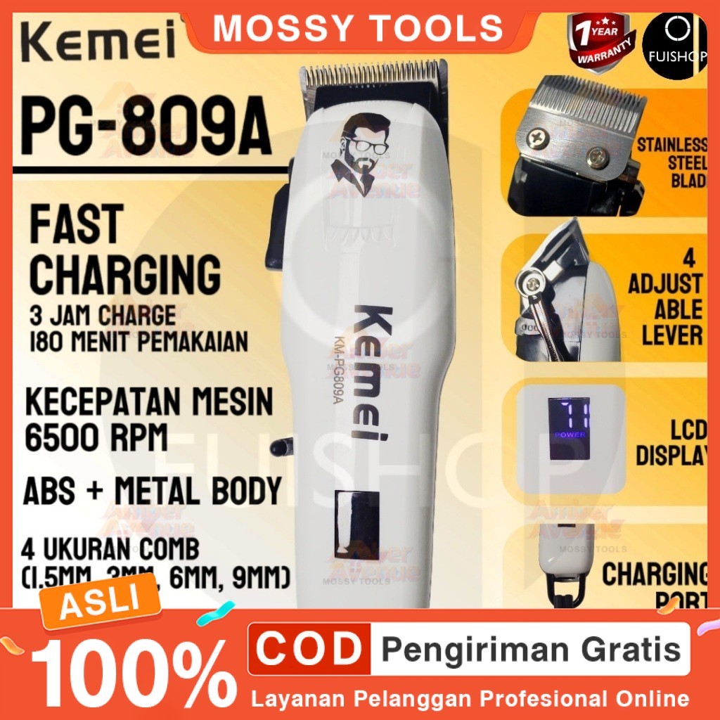 COD KEMEI KM PG809A ALAT CUKUR RAMBUT HAIR CLIPPER MESIN CUKUR RAMBUT 3IN1 BATERAI WIRELESS