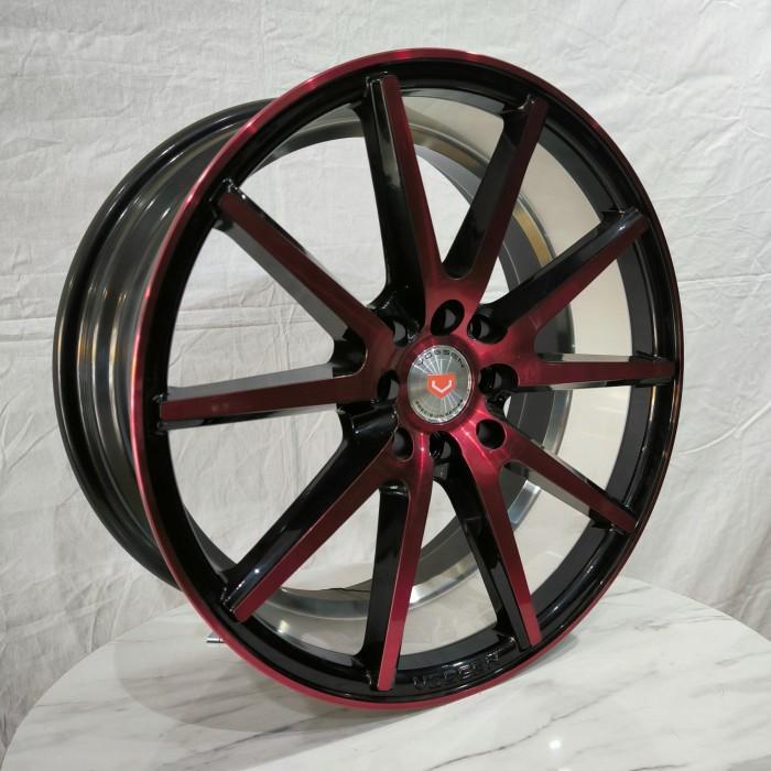4p VELG VOSSEN 17x7.5 8H 100 / 114.3 et45 Black Polish Red 17 R17 lebar 7,5 inci lobang 4H 100 & 4H 
