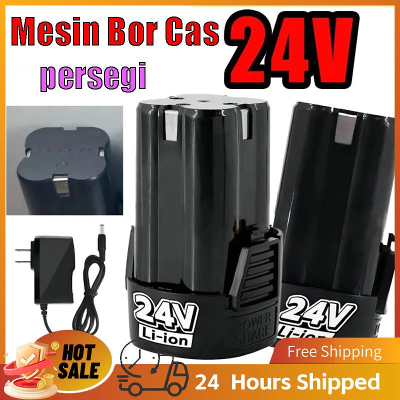 24V Baterai Mesin Bor Cas 24 Volt 30000 mAh Cordless Drill+Charge charger bor cordless 24v tool char