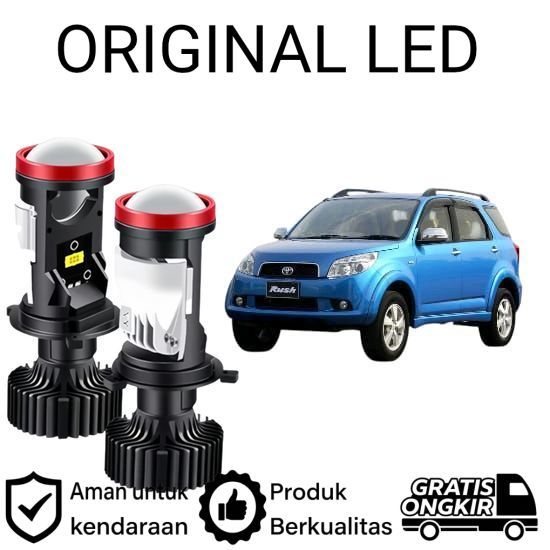 2pcs Lampu Utama LED H4 Projector High Power Mobil Toyota Rush 2007 2012 AM