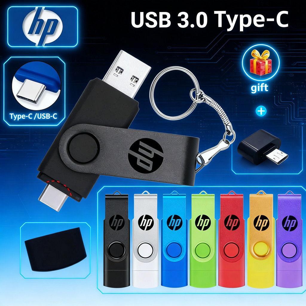HP Flashdisk Otg Type c USB 3.0 Flash Disk OTG Dual Drive 1TB 2TB 100M/S Type-c Micro