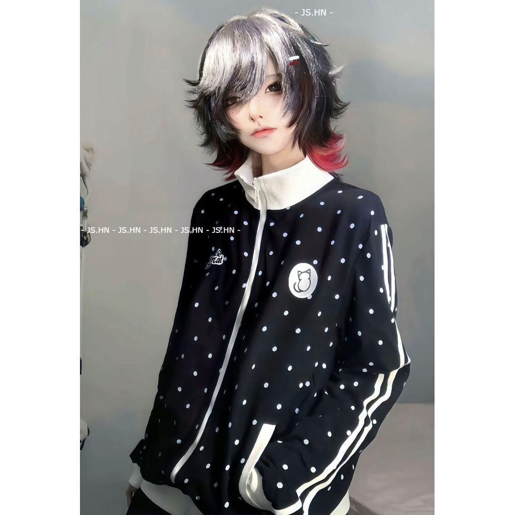 JS.HN - Jaket Lengan Panjang Bergaya Korea Subkultur Y2K Amerika Seragam Sekolah Model Sweatshirt