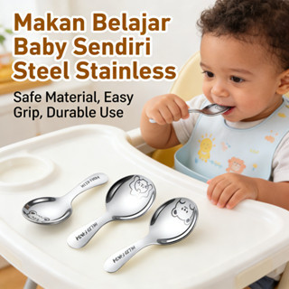 Stainless Steel Baby Spoon - Bayi Belajar Makan Sendok Sendok Anak Sendok Makan