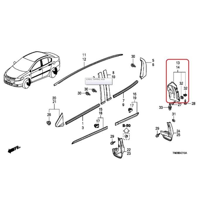 inner liner fender belakang honda city gm2 2009 2010 2011 ori PASSSS