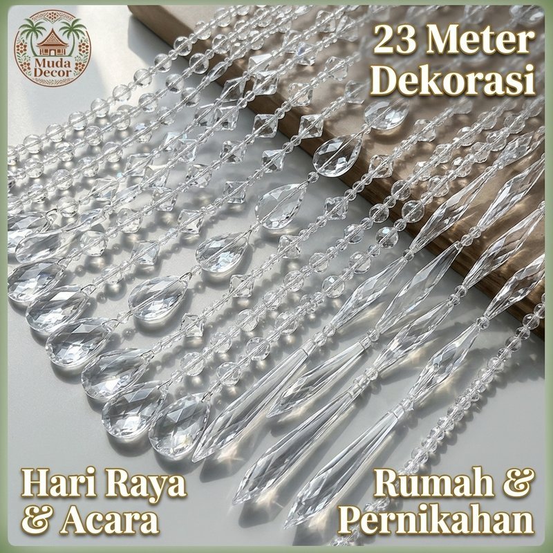 rantai manik akrilik kristal tirai pintu dekorasi pernikahan diy gantung jendela pelangi bening