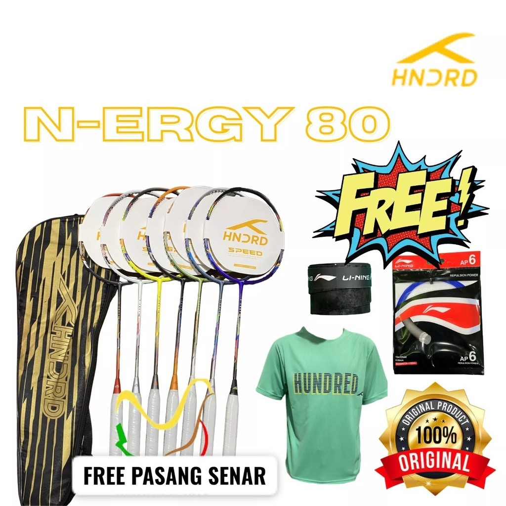 RAKET BADMINTON HUNDRED N-ERGY 80 ORIGINAL100%