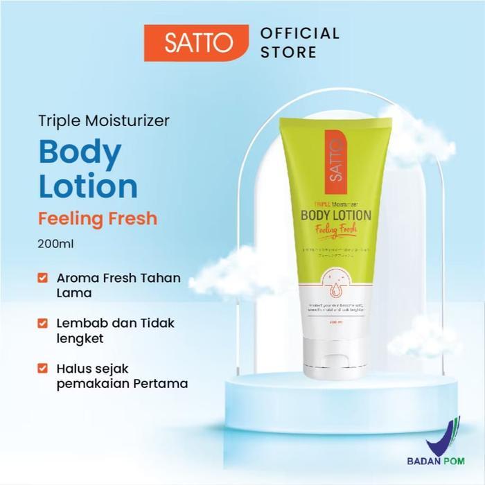 Satto Feeling Fresh Body Lotion 200ml – Triple Moisturizer, Feeling Fresh, Melembapkan & Tidak Lengk
