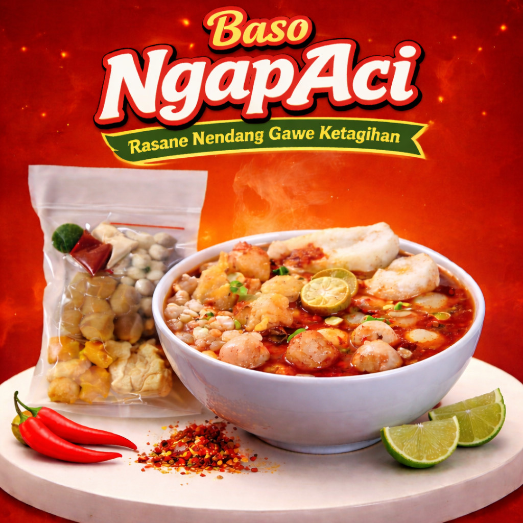 Baso Aci Instan Chili Oil Pedas Kumplit Isi Ayam Suwir Pangsit Keju Telur Puyuh Baso Aci Enak Gurih 