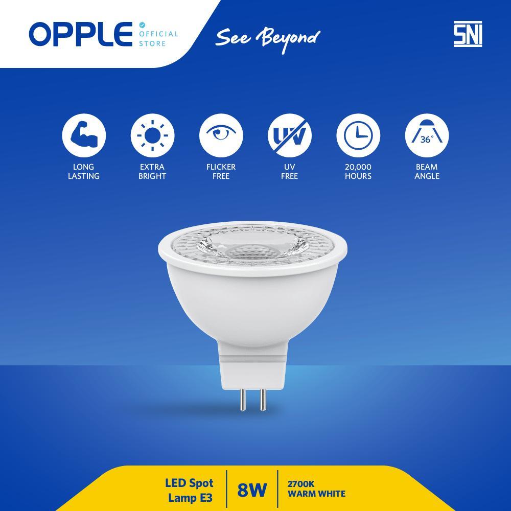 Opple Lampu LED Spotlight EcoMax E3 MR16-8W Warm White 2700K – Energy-Saving LED-E3-MR16-8W-36D-2700