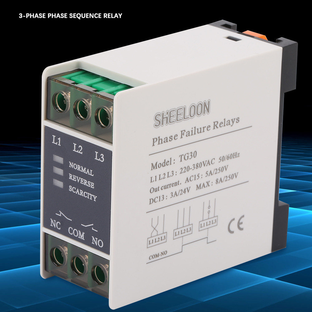 Phase Failure Relay Phase Sequence  Relay TG30 3-Phase Phase Sequence Relay Phase Failure Loss  220-