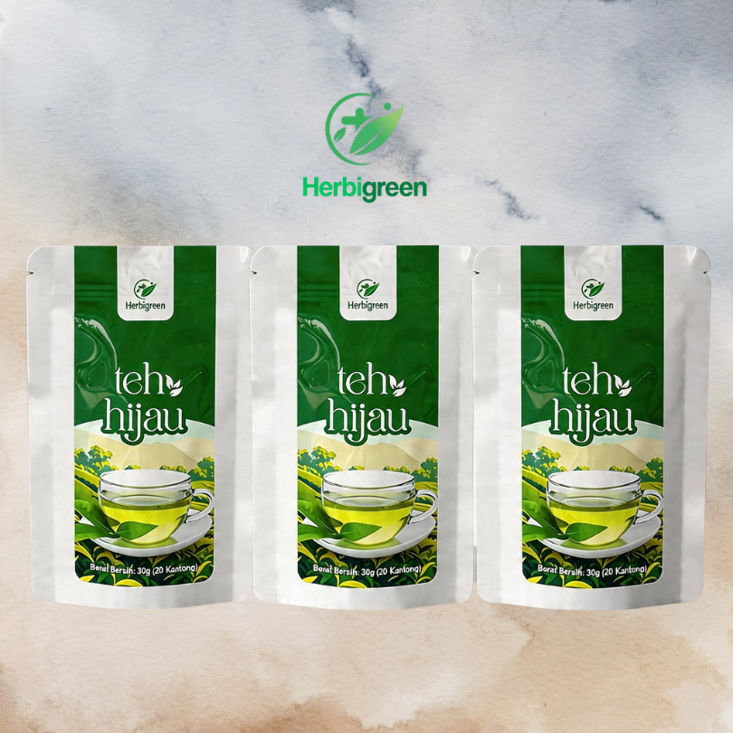HERBIGREEN Teh Detox Herbal Teh Hijau Isi 20 Kantong Slimming Tea Diet Bantu Tubuh Lebih Ringan & Pe