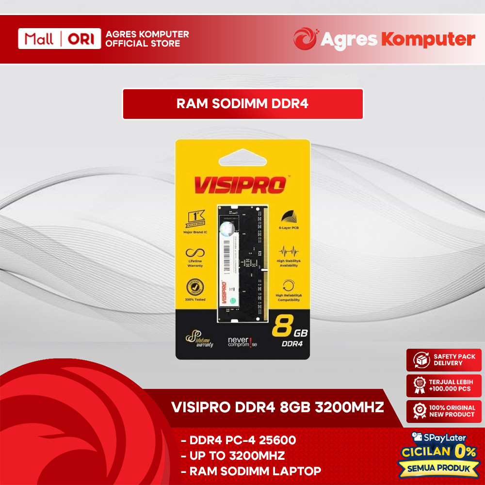 VISIPRO RAM SODIMM DDR4 8GB 16GB SINGLE CHANNEL 3200MHZ