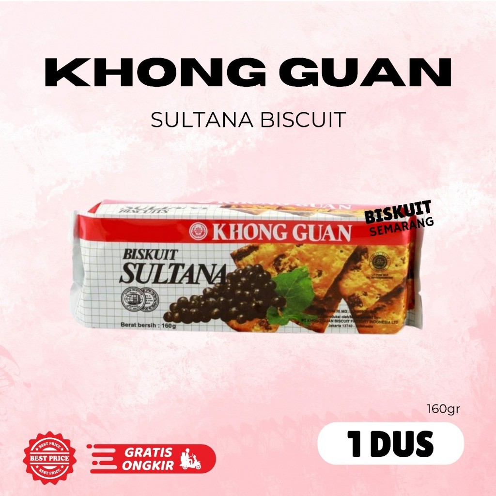 1 Dus Nissin Khong Guan Sultana 160gr isi 30pcs Biskuit Kismis Untuk Hadiah