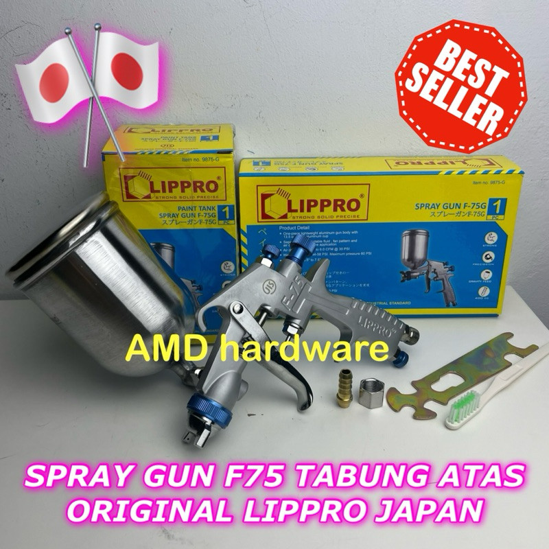 READY MEIJI SPRAY GUN F75 TABUNG ATAS SPET SEMPROTAN CAT KOMPRESOR ANGIN ORIGINAL JAPAN LIPPRO F75G