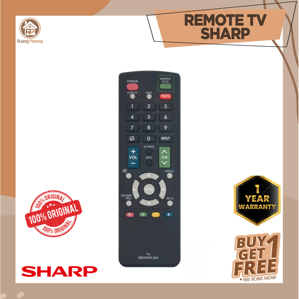 Remote SHARP TV LED LCD Remot TV SHARP Tabung Original SHARP STANDARD RP1
