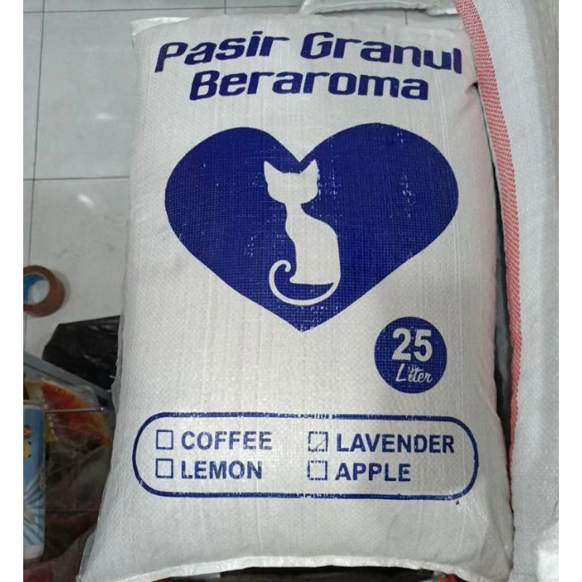 PASIR KUCING GRANUL BERAROMA 25 LITER - Pasir Gumpal wangi 25Liter Gosend / pasir Granule Aroma / pa