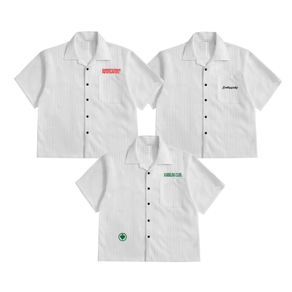 LUKS GOOD'S Kemeja Pria Boxy Fit Putih Garis-Garis Katun