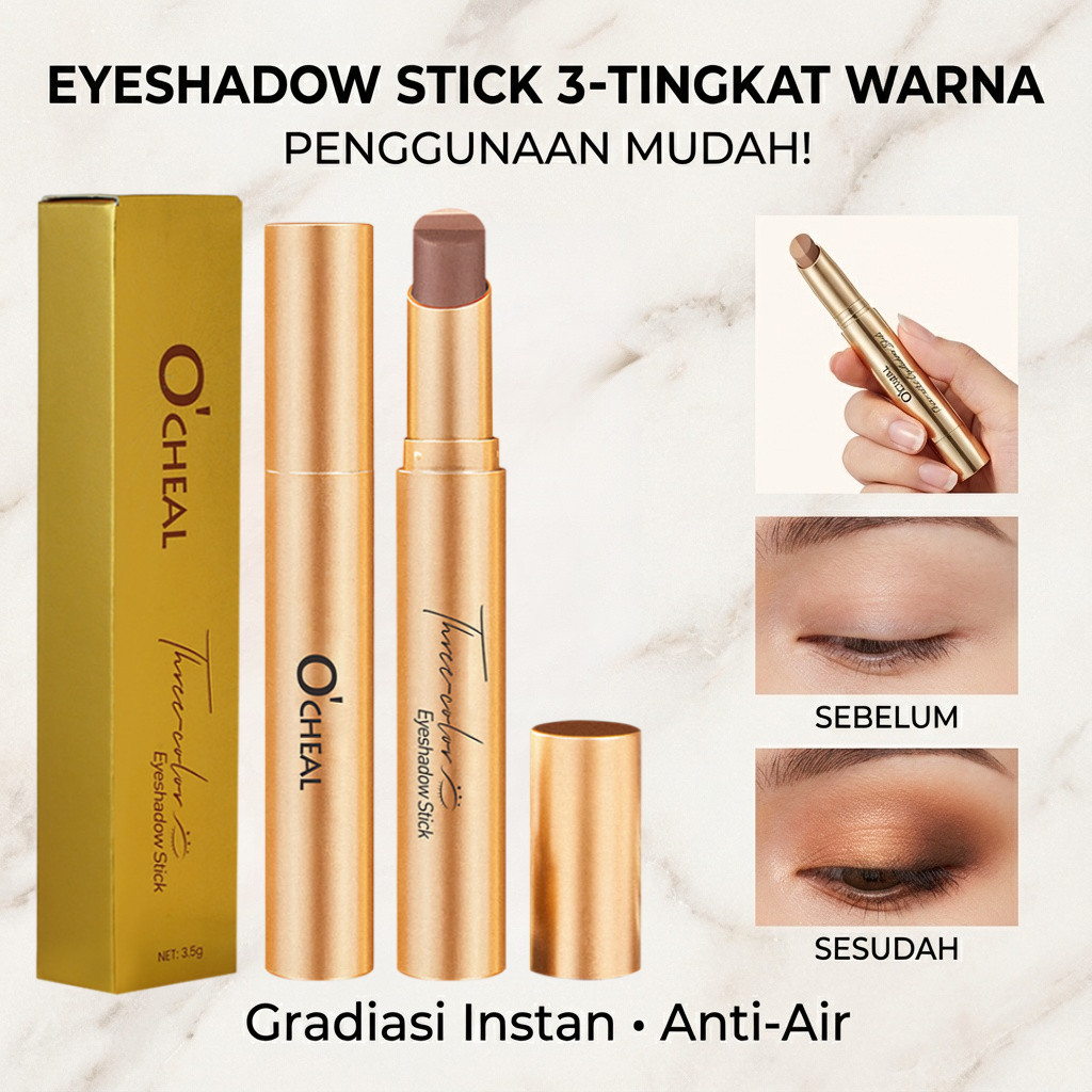 Kirim dalam 24 jam/Stik Eyeshadow Tiga Warna Dengan Glitter Gradien/Stik Eyeshadow Emas Berlian 3 Wa