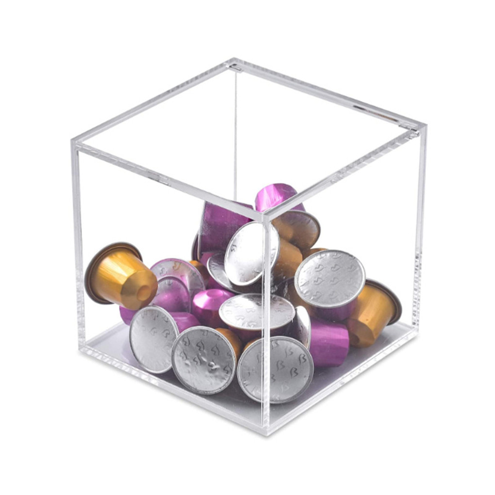Flipup Clear Acrylic Coffee Pod Storage Box Dustproof Square Cube splay Box Wedng Chocolate Candy Ca