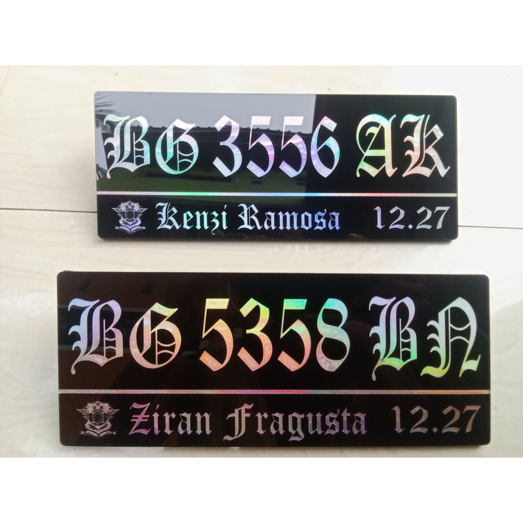 Plat nomor motor variasi keren akrilik + hologram custom ( satu )