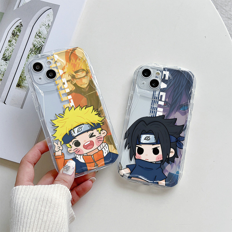 Transparan Gelombang Casing Motif Kartun Naruto Untuk iPhone 15 14 13 12 11 Pro X XR Xs Max 6 6s 7 8
