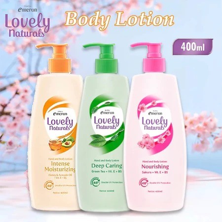 Emeron Lovely Naturals Hand & Body Lotion Pump 400ml Hand & Body Emeron Natural Lotion