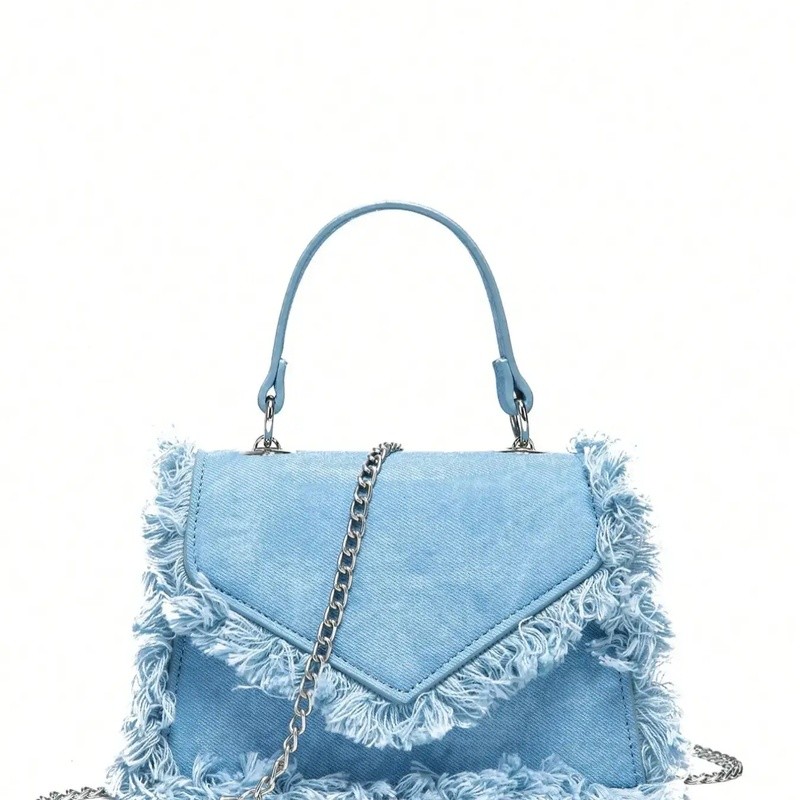 Original Light Luxury Crossbody Bag for Women, Furry Denim Chain, Lightweight 2025 New Spring Summer