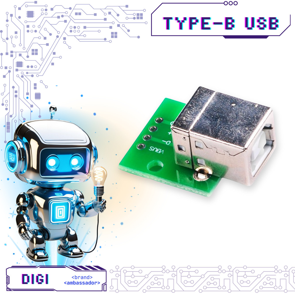 PCB Type-B USB Printer to DIP Adapter - Digibot