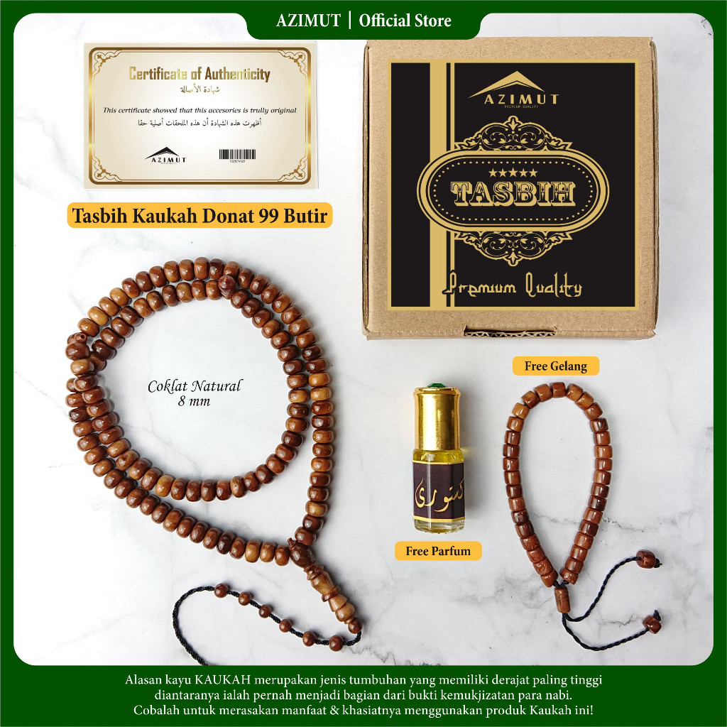 TASBIH KAUKAH KOKKA ASLI BERSERTIFIKAT 99 BUTIR MOTIF DONAT - Tasbih Kayu Kokka Turki Bersertifikat 