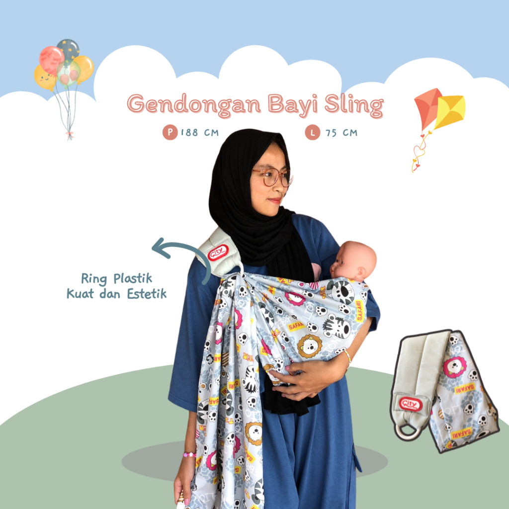 EMONSHOP - Gendongan Bayi Multifungsi Ring Sling Gendongan Bayi Panjang Ring Sling