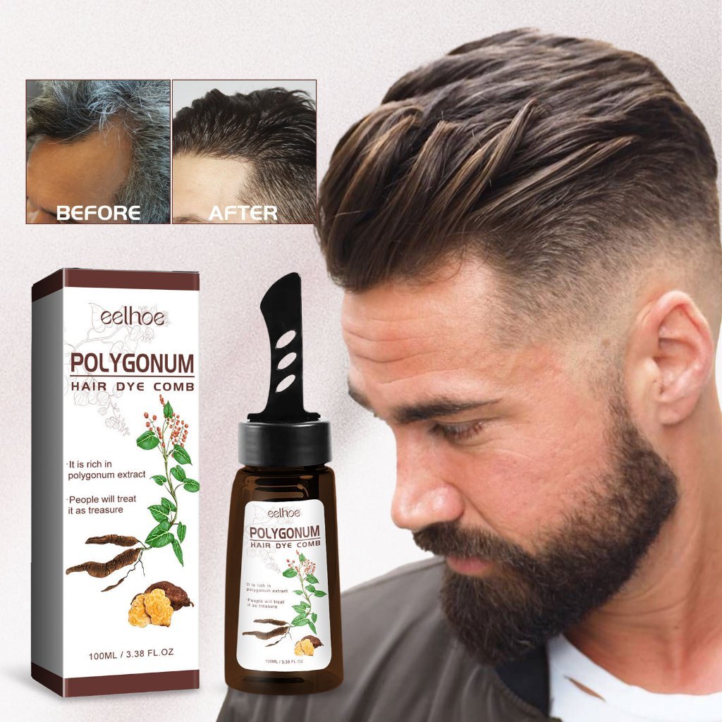 Pomade rambut pria Polygonum Hair Dye Comb pewarna rambut sisir hair coloring Dengan Sisir Tanpa Ble