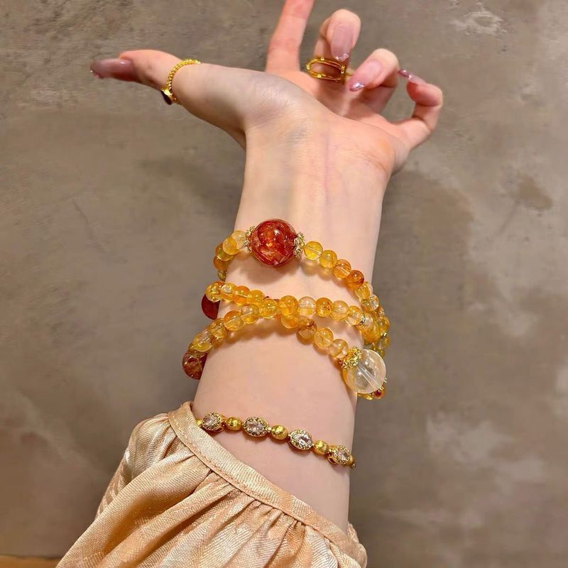 [Mempesona]Gelang jimat keberuntungan ikan koi, gelang busa susu gaya Cina dengan bunga lem merah.