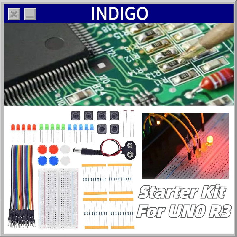 1 Set UNO R3 Arduino Starter Kit Breadboard LED Jumper Wire Button Komponen Elemen Paket Kit DIY Pro