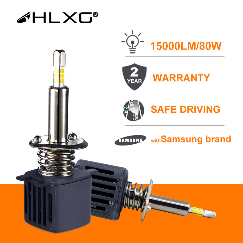 hlxg With SAMSUNG CSP ip H4 Led H7 4 Sides 9005 HB3 LED H11 H8 H1 Bulb Car lights 15000LM 80W 6500k 
