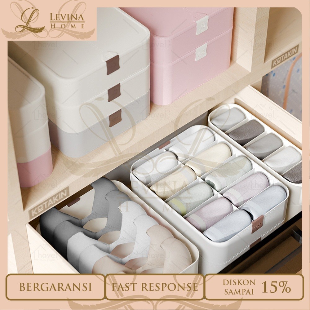 Storage Box Underwear Bra Organizer Tempat Penyimpanan Kaos Kaki Kotak Pakaian Dalam [Levina Home]