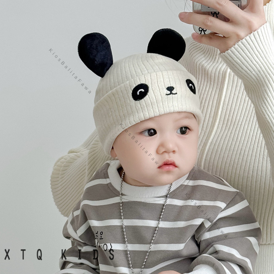 Kupluk Panda Bayi - 5 Tahun / Topi Anak Premium Perempuan Laki Laki Beanie Rajut Aksesoris Imut Hat 