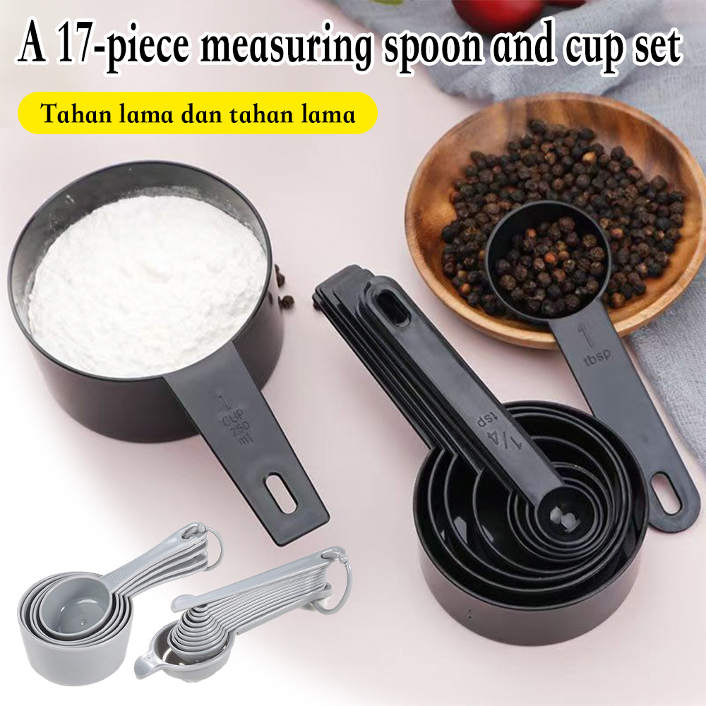 Sendok Takar Kopi & Susu 17Pcs - Set Peralatan Dapur Plastik, Alat Ukur Takaran Bumbu Masak Lengkap