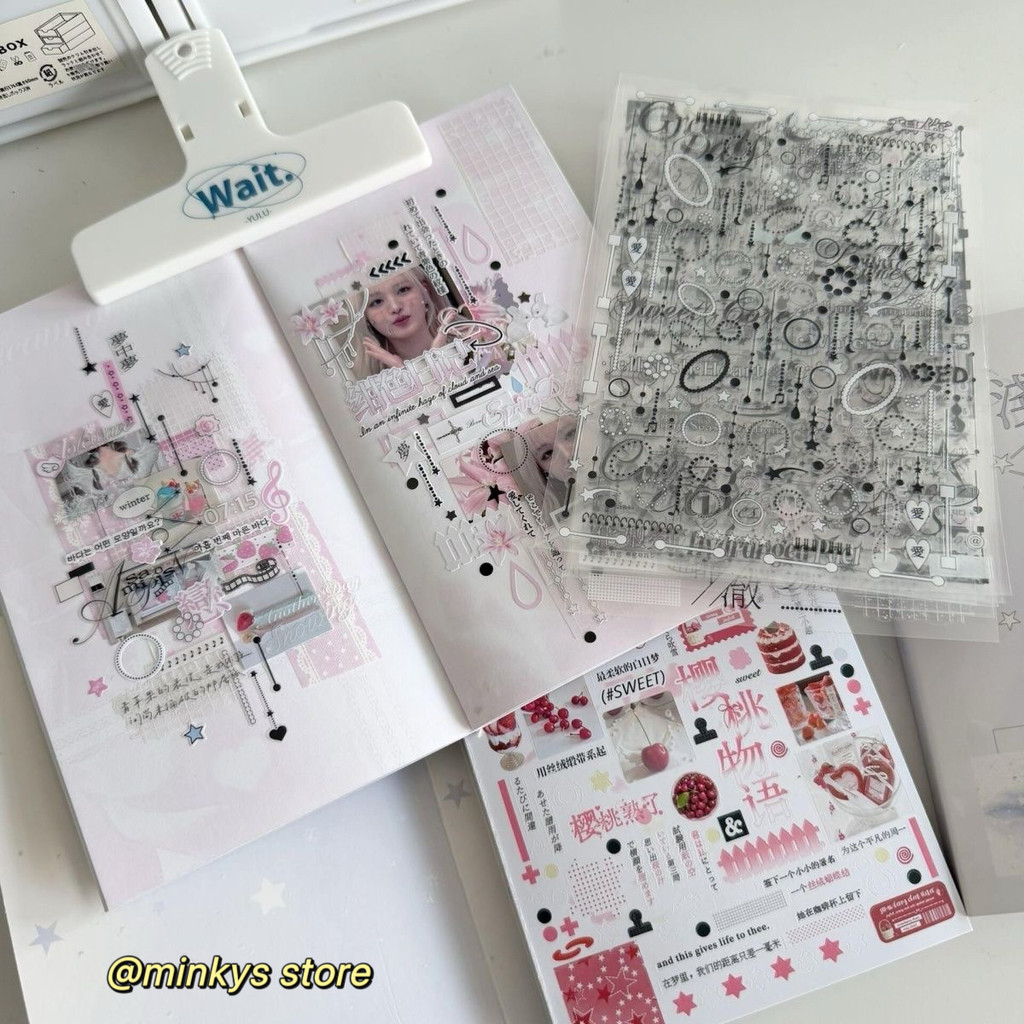 MINKYS New Cute Sticker Book Set Kawaii Scrapbooking Stickers Journal Decorative Sticker Stationery