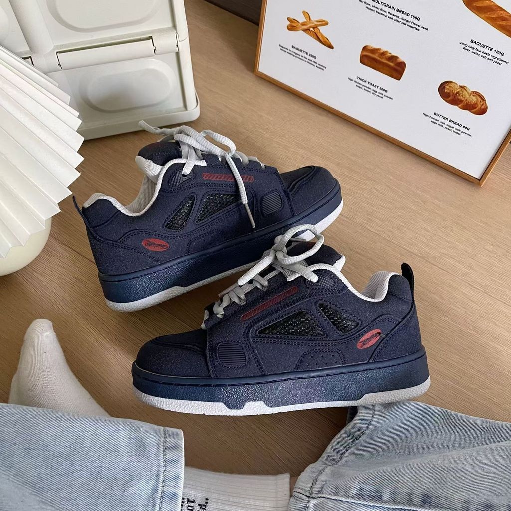 Sepatu Sneakers  Wanita Empuk Xu Ling Stok     Gaya Ins   Pria Chic Niche Retro Loafers Bernapas