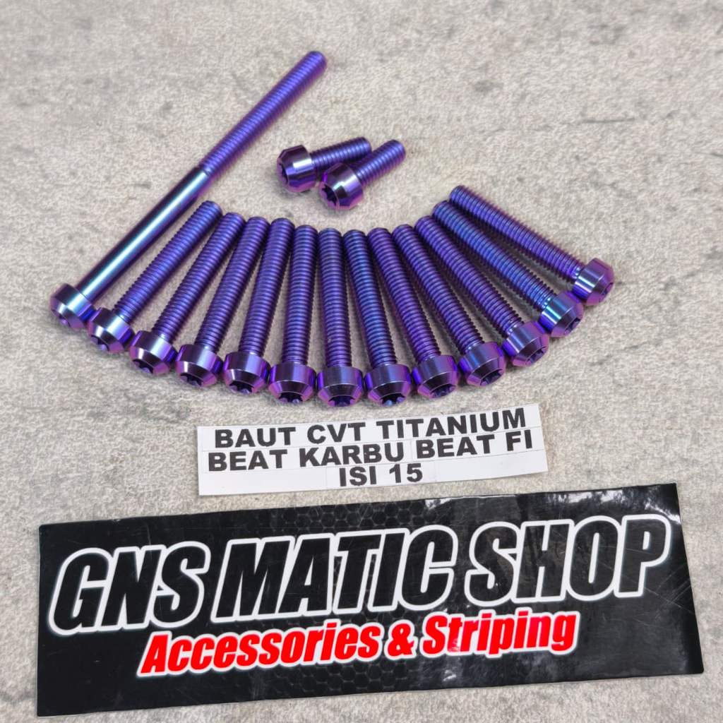 Baut cvt titanium beat karbu / baut titanium cvt beat f1 / baut cvt titanium vario lama 110cc Isi 15