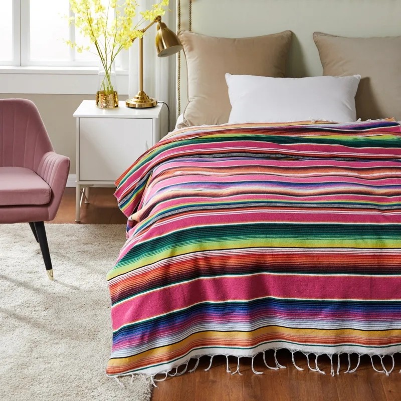 Boho Ethnic Style Beach Blanket Beach Towel Tassels Throw Rug Mexican Style Blankets Picnic Blanket 