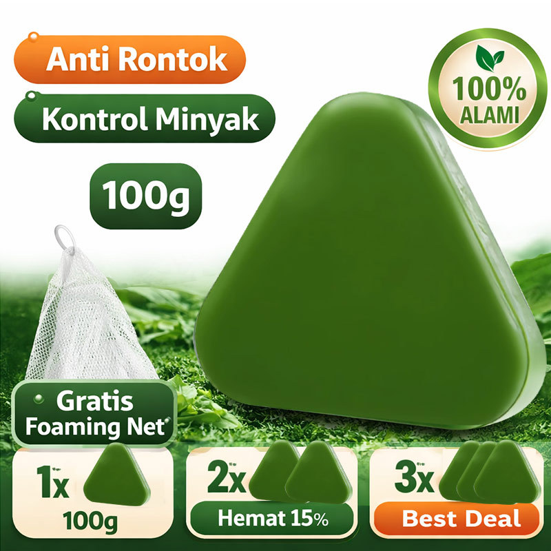 [DISKON NEW] Nature Triangle Shampoo Bar 100g Sampo Batang Sabun Rambut Usman Grass  Foaming Net Ant