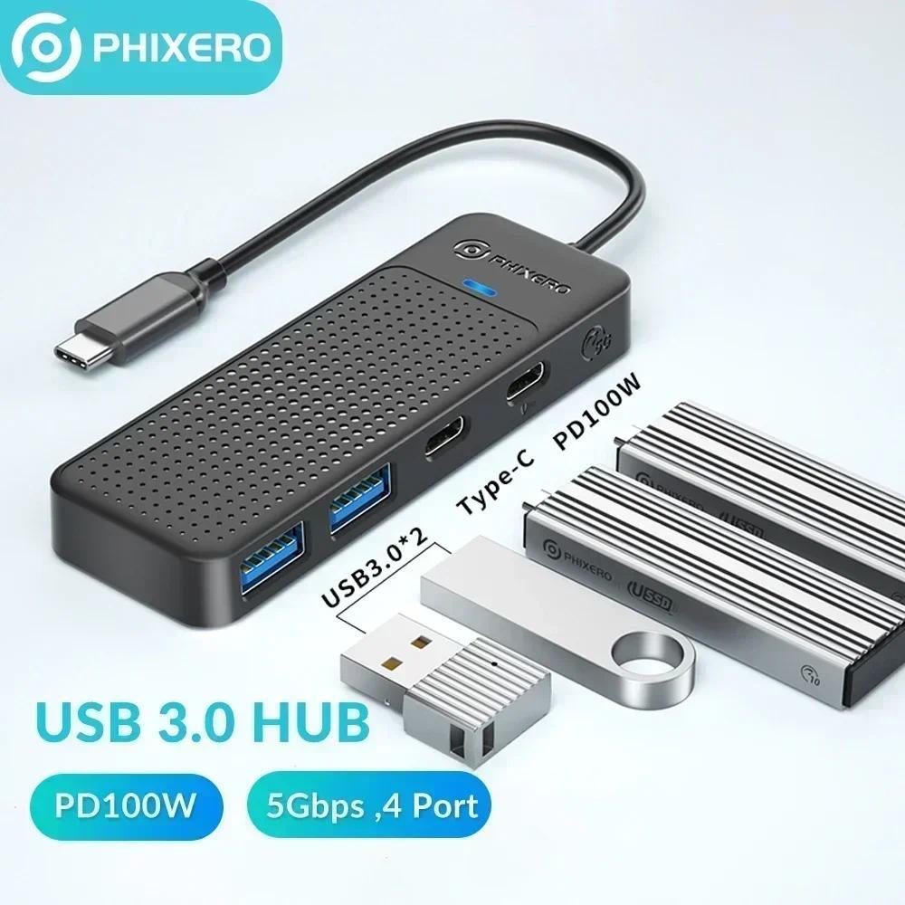 PHIXERO 5Gbps USB 3.0 HUB Colorful 4 Ports High Speed Mini Splitter OTG Adapter For Desk PC Computer