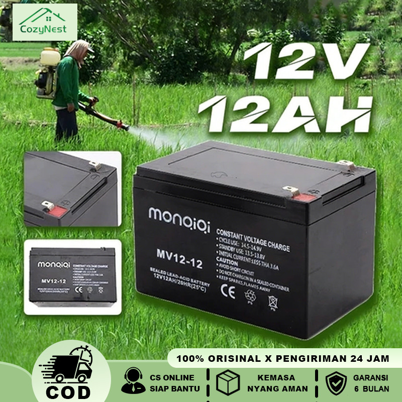 [COD] BATTERY 12V12AH MSA HITAM ( BERGARANSI aki baterai batre accu sprayer elektrik 12v 12ah , UPS 