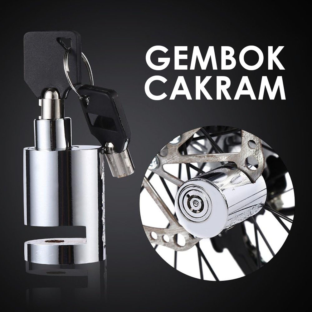 Gembok Round Cylinder untuk Cakram Motor warna Silver KL905 dengan 2 Anak Kunci gembok sepeda listri