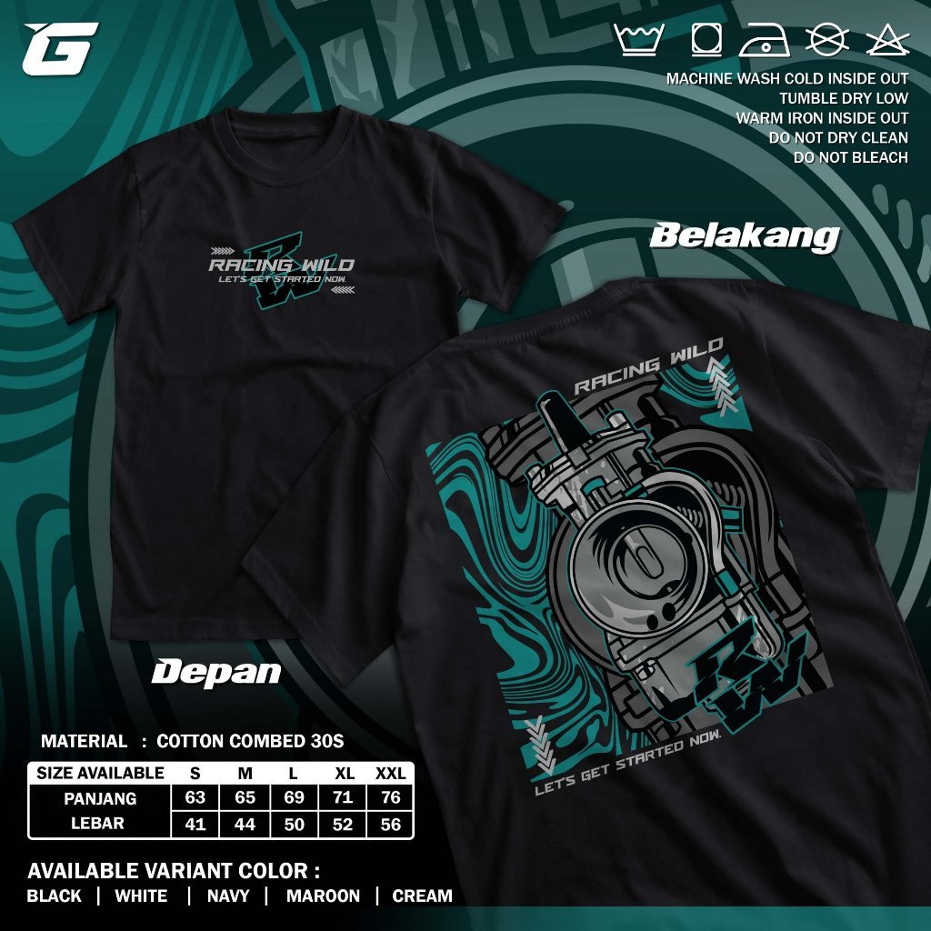Kaos Racing Wild Lets Get Started Now RW Karburator Baju Distro Motor Herex Tshirt Otomotif
