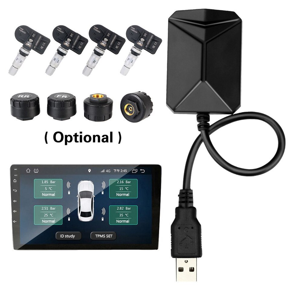 Android Navigation TPMS With 4 Sensors Alarm System USB Android Car TPMS Wireless Transmission Tire 