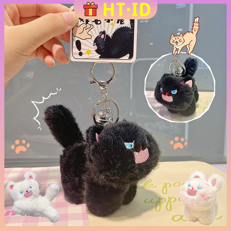 Gantungan kunci berbulu berbentuk kucing lucu / Tas Boneka Kucing Marah Tas gantung