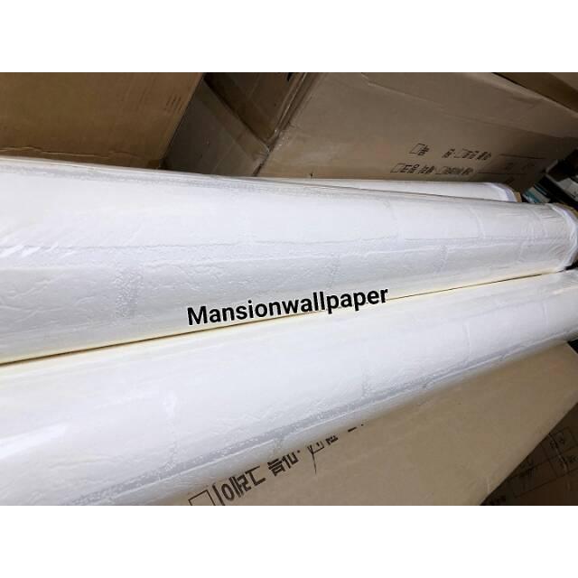 dijual_Wallpaper Dinding Batu Bata Putih 3D Timbul Roll Besar - Warna